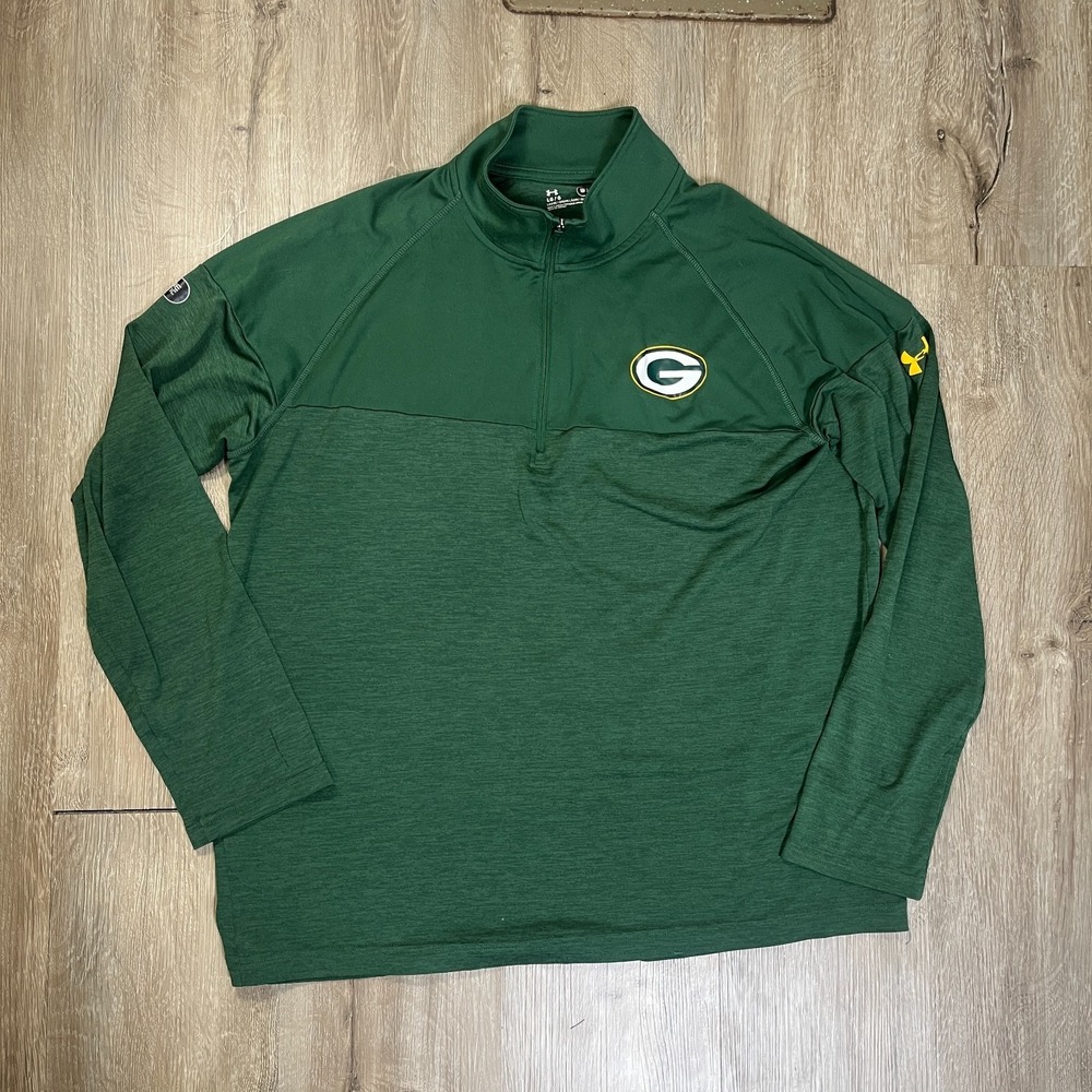 Under Armour Green Bay Packers 1/4 Zip Combine Authentic Performance Long Sleeve